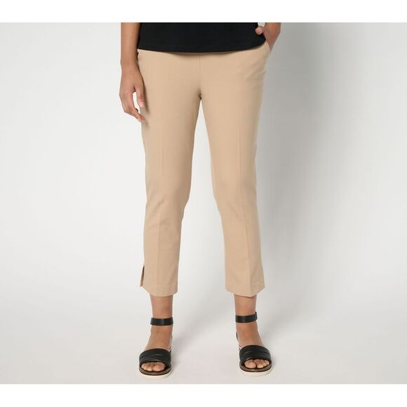 Isaac Mizrahi Live! Women's Petite Pants 14P Stretch Icon Straight Brown A675364 - Picture 1 of 4